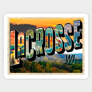 La Crosse WI Vintage Postcard Style Graphic Sticker